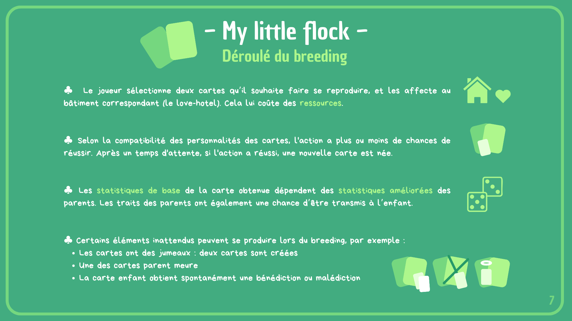 Capture d'écran de document décrivant le déroulé du breeding de cartes.