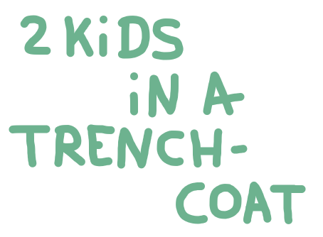 2 kids in a trenchcoat