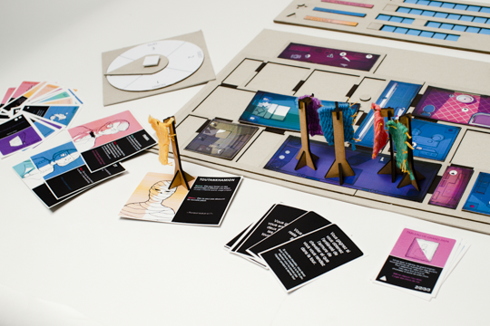 plateau, pions et cartes du jeu